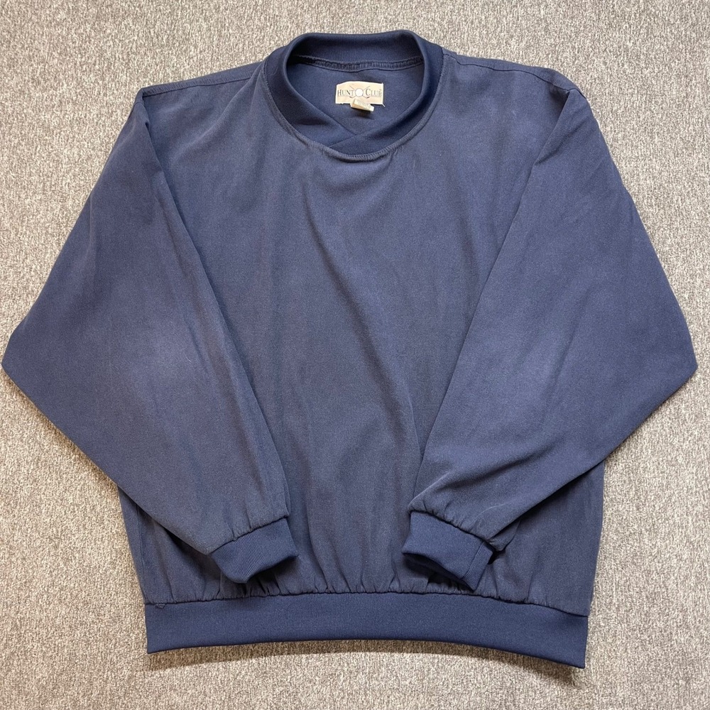 VTG 90's Hunt Club Mens Navy Blue Golf Pullover Sweatshirt Long Sleeve Large